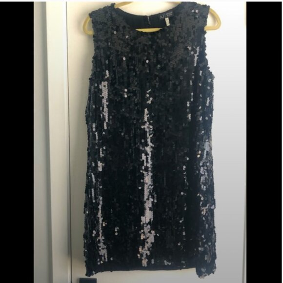 LIKE NEW Armani Jeans Sequin 'Speechless' Mini Shift Dress Sleeveless Black 14 - Picture 12 of 16